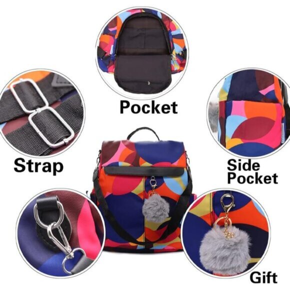 New Anti-theft Bag Waterproof Multicolor Backpack Shoulder Bag for Women